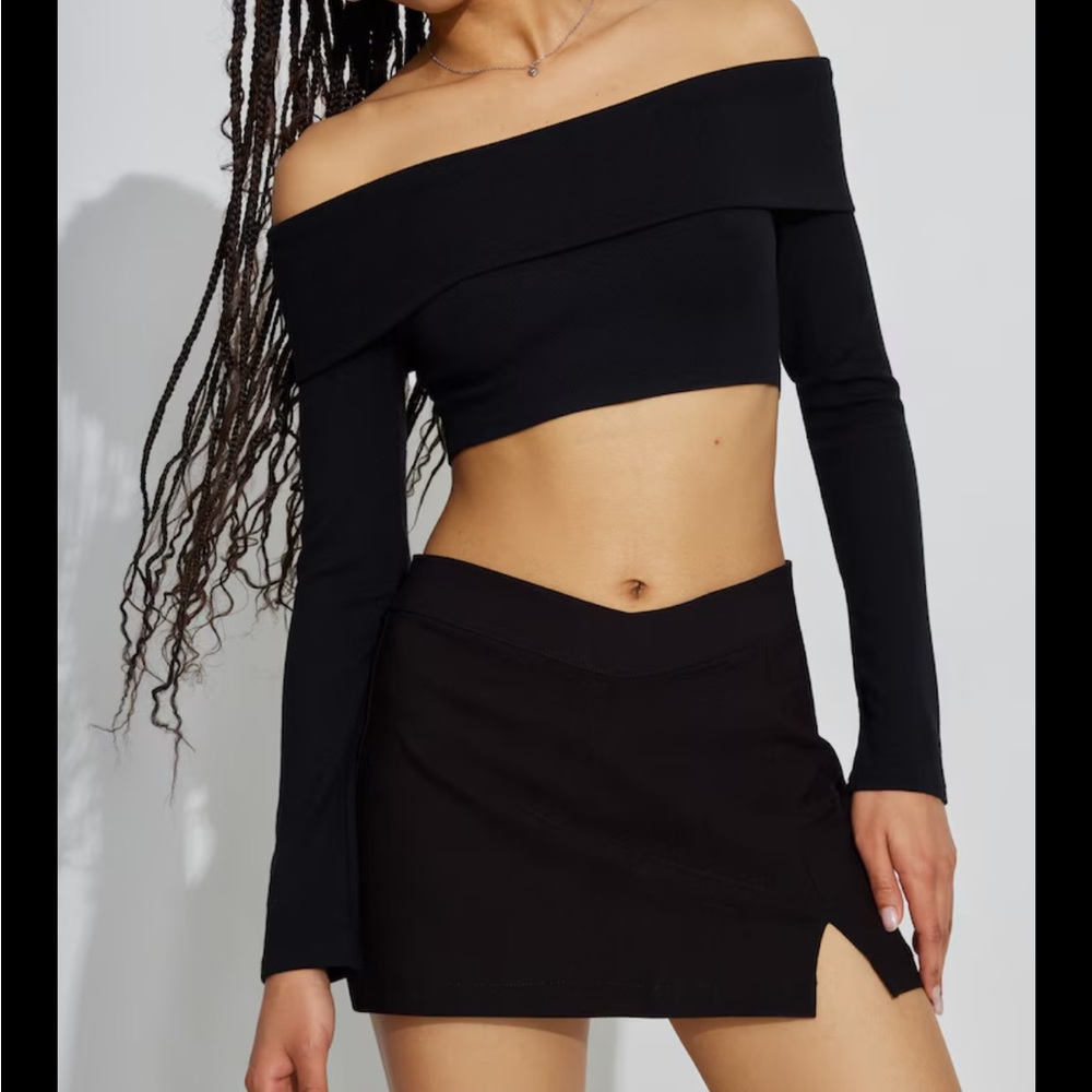Garage Black Mini V Waist Skort